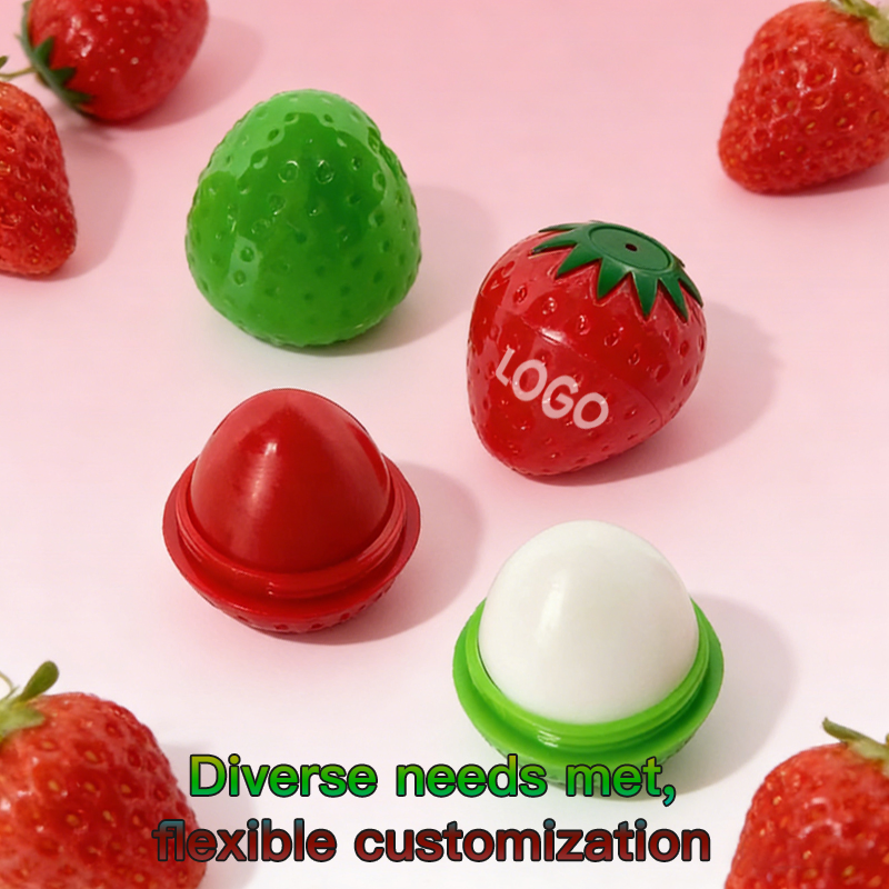 Wholesale Custom Logo Cute Fruit Flavors Lip Balm for Kids Glossy Temperature Changing Color Changing Eco-Friendly Lip Balm Ball