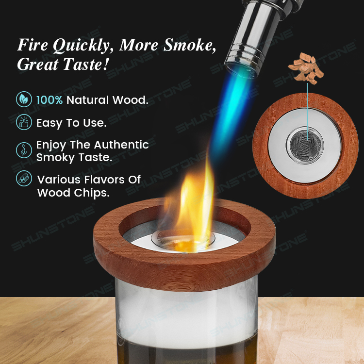 Creative Premium Whiskey Smoker Infuser Kit with Torch 4 Wood Chips and Display Stand