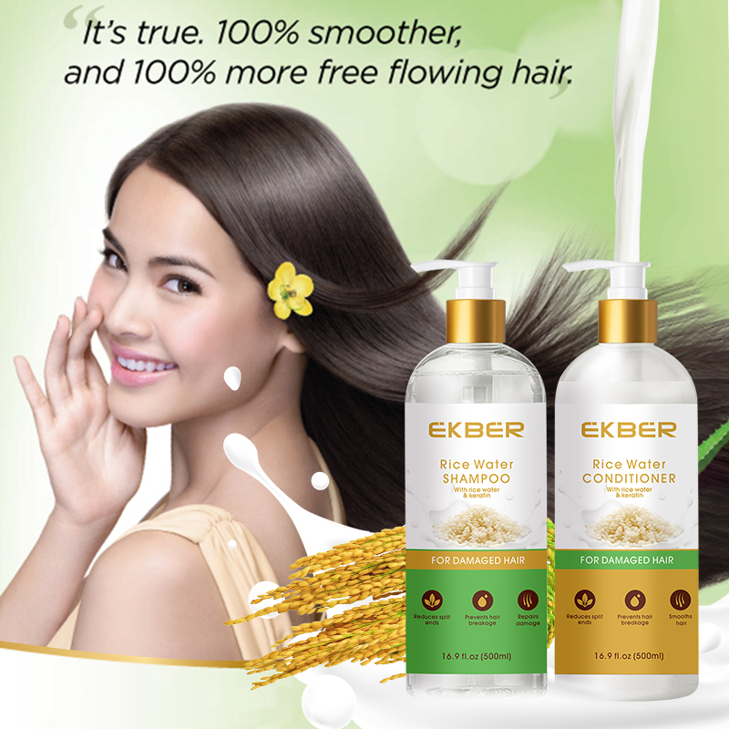 Rice Water Shampoo and Conditioner Private Label 100% Natural Organic Strength & Growth Hair Treatment Hair Care