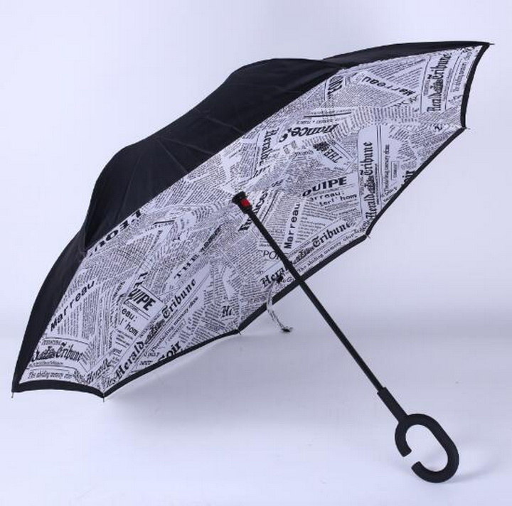 Двухслойная рекламная зонт-инверсия с C-образной ручкой