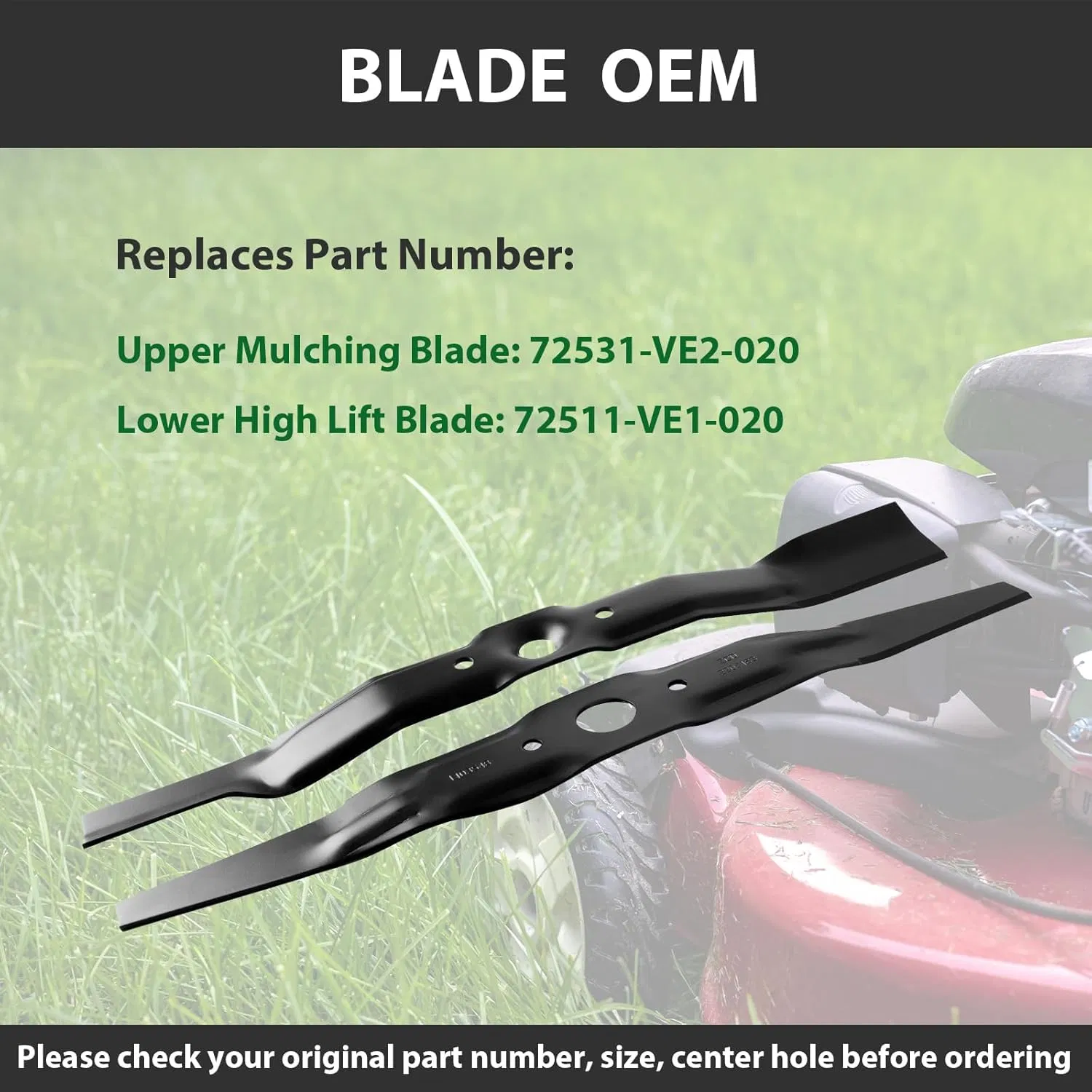 72511-Ve1-020 & 72531-Ve2-020 Lawn Mower Blade Kit Replace 72511-Ve1 010 72531 Ve2-010 Cut Lawn Mower Blades