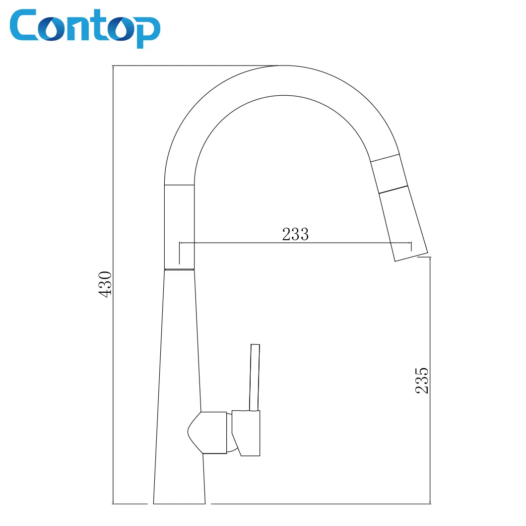 Single Handle Water Long Neck Chrome Finish Brass Sink Mixers Kitchen Faucet