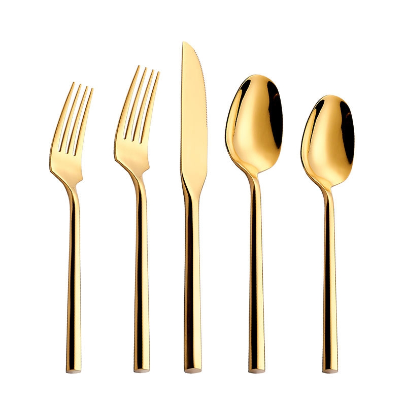 Elegant Hexagon Gold Stainless Steel Cutlery Set for Modern Dining
