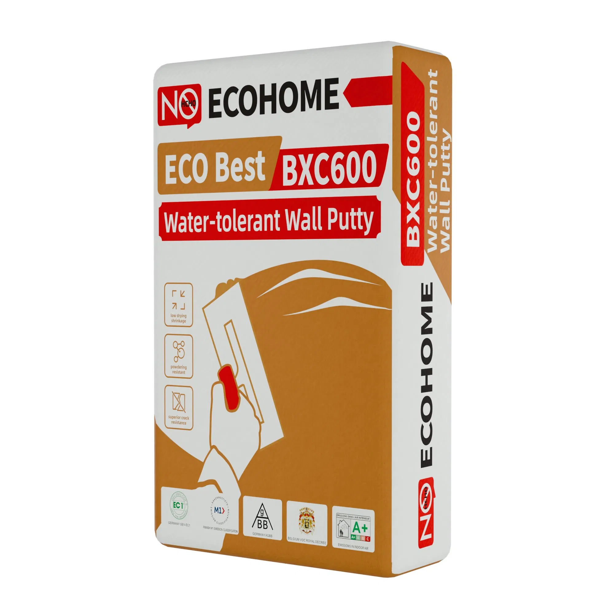 Premium and Pure White Bxc600 Water-Tolerant Wall Putty of Minimal Powdering and Superior Crack Resistance for Fine and Smooth Finishes