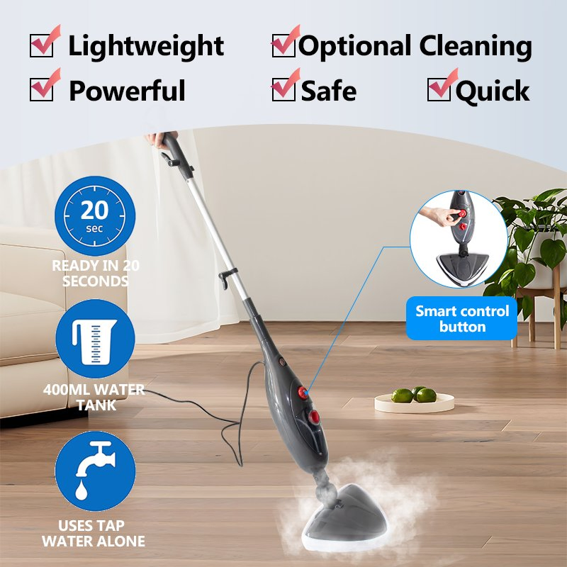 Popular 1300W 400ml Home Steam Mop Cleaner 10 in 1 Electric Mop High Pressure Steam Cleaner Machine Floor Care