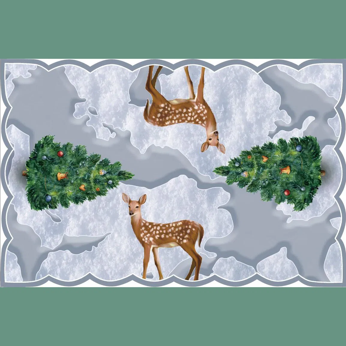 Christmas Tree Party Table Cloth Winter Snowman Tree Placemat Table Cover for Xmas Party Supplies