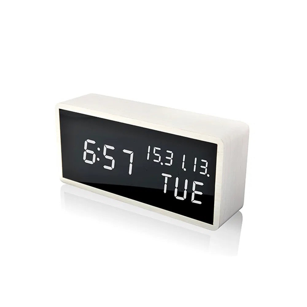 Table Calendar Acrylic Display LED Alarm Clock with Week Day