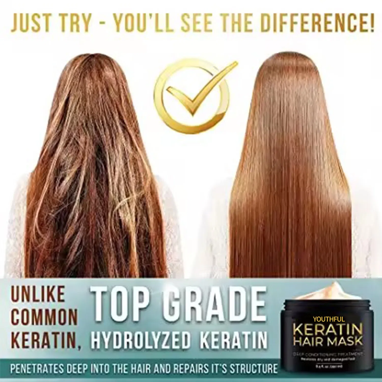 Sulfate Free Anti-Frizz Moisturizing Smoothing Keratin Creamy Collagen Hair Mask