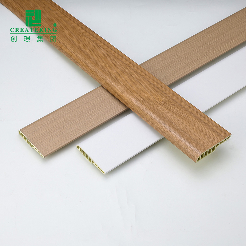 China Supplier OEM Premium 75*15mm Wood-Grain Plastic Skirting PVC Skirting Board
