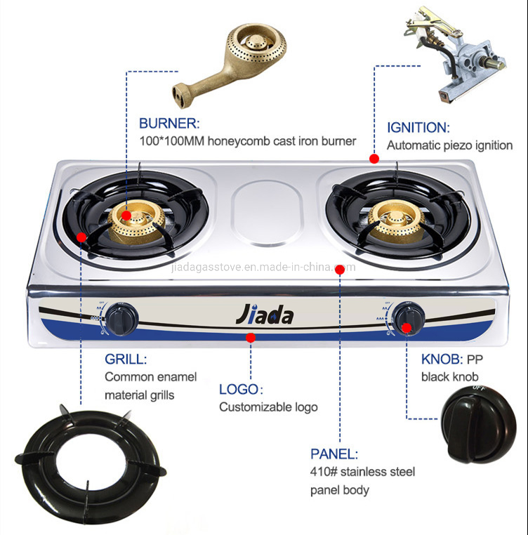 China Factory Cheap Price Hot Sale Honeycomb Burner Double Burner Stainless Steel Gas Stove