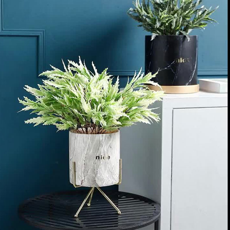 Горшок керамический мраморный Redeco с поддоном