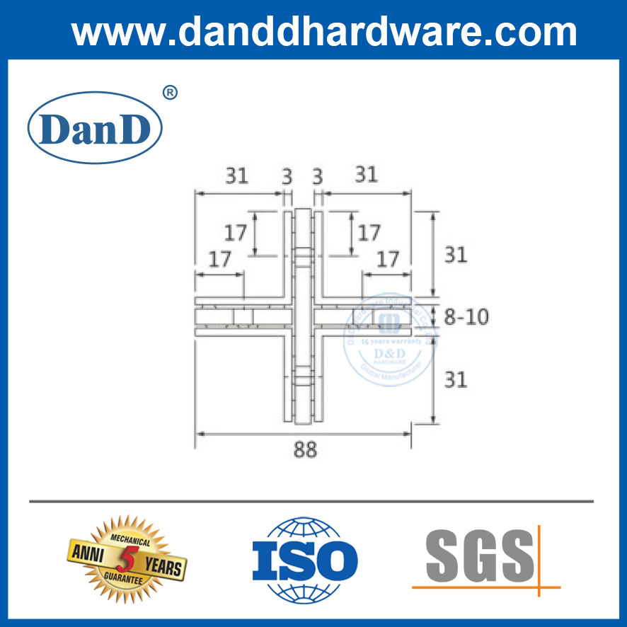 Bathroom Fittings Round Glass Clip for Wall Mount Glass Clamp
