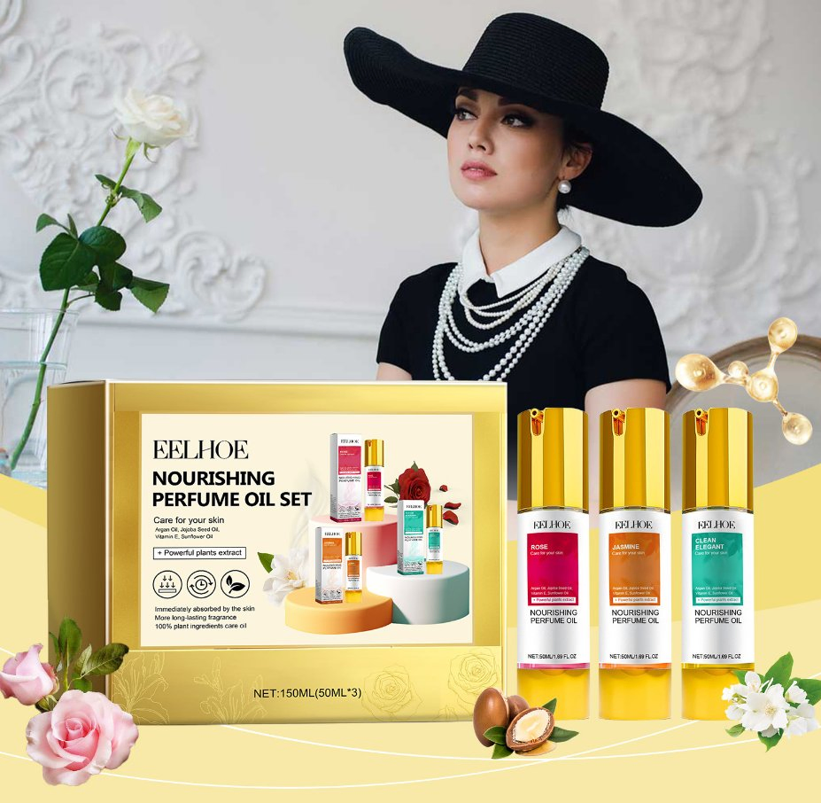 Online Wholesale and Retail 3 PCS Pack Perfumes Gift Set Women's Fresh Nourish Perfume Long Lasting Keep Fragrance Essential Smoothing Perfume Oil Set