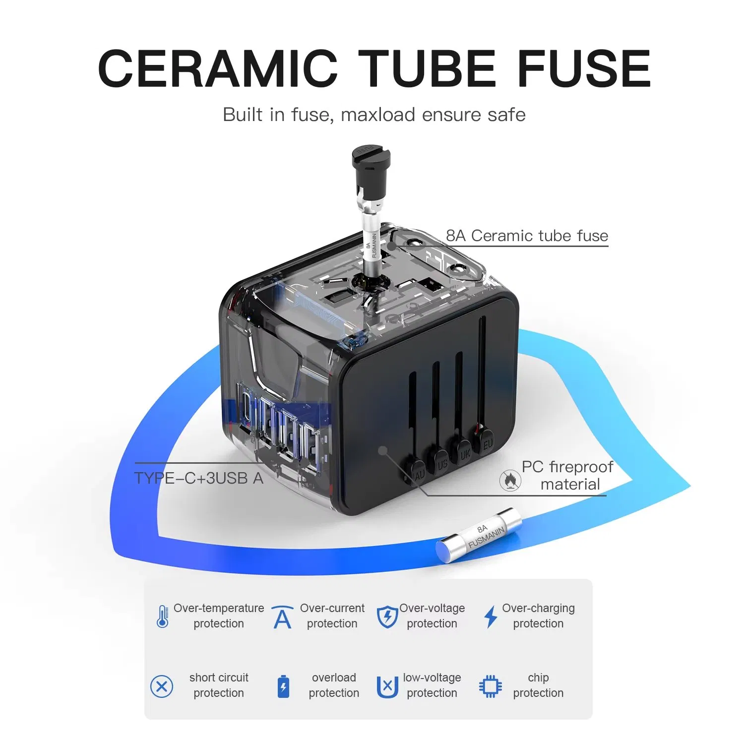 Универсальный дорожный адаптер с USB Type-C и подставкой
