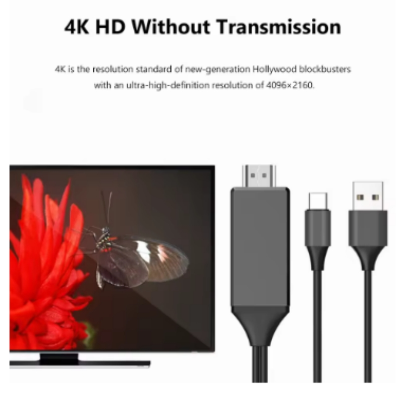 USB Type C to HDMI-Compatible Mirroring Charging