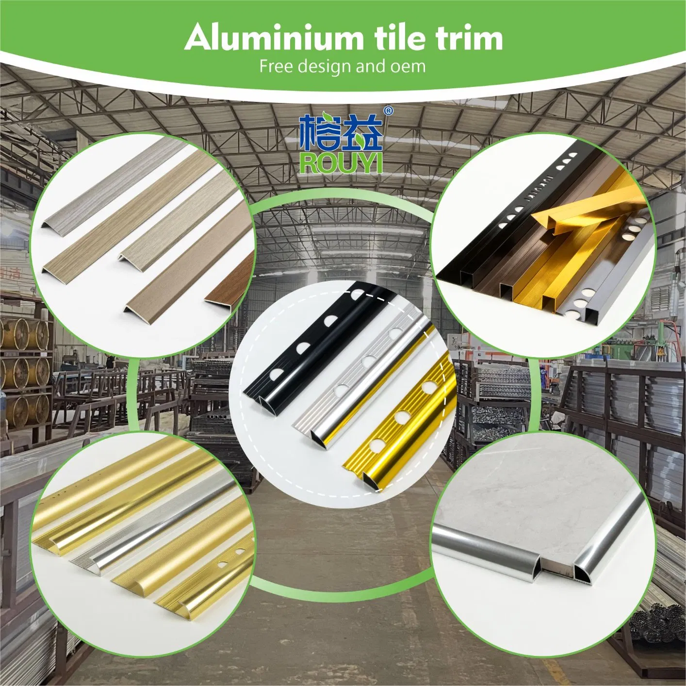 Latest Design Waterproof Wall Corner Decoration Aluminum Tile Edge Trim