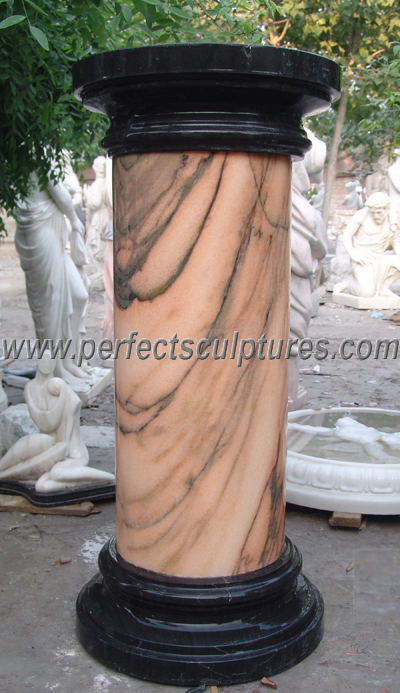 Garden Home Decorative Mix Color Stone Pillar Marble Carving Column for Outdoor Indoor Decoration (QCM041)