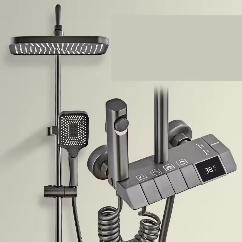 Hlk Smart Piano LED Digital Display Rain Shower Set with Spray Gun