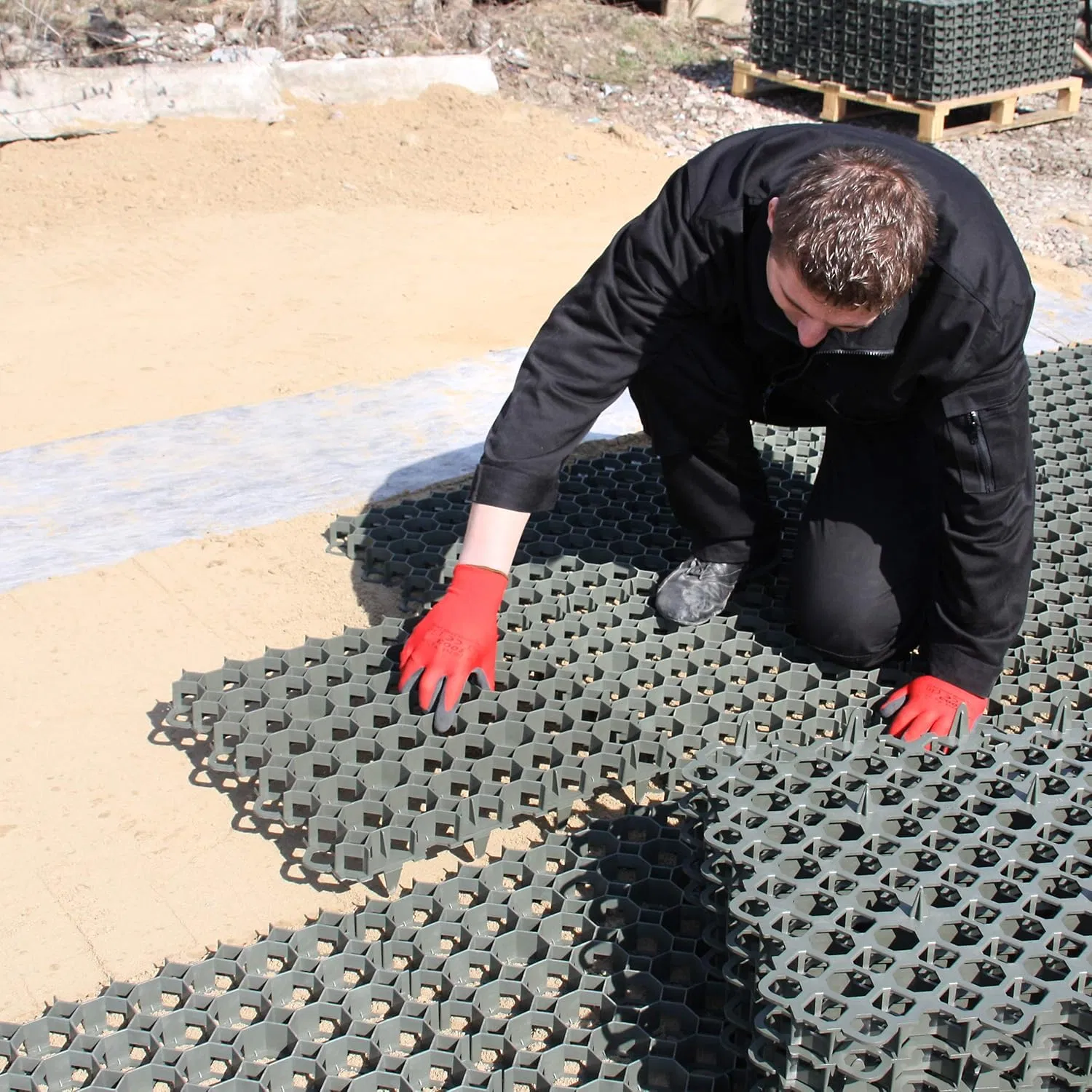 Plastic Grass Grid Honeycomb Plastic Grass Paver Grid Recycled Paver Gravel Grass Grid Black Green Parking Lot Gravel Grid