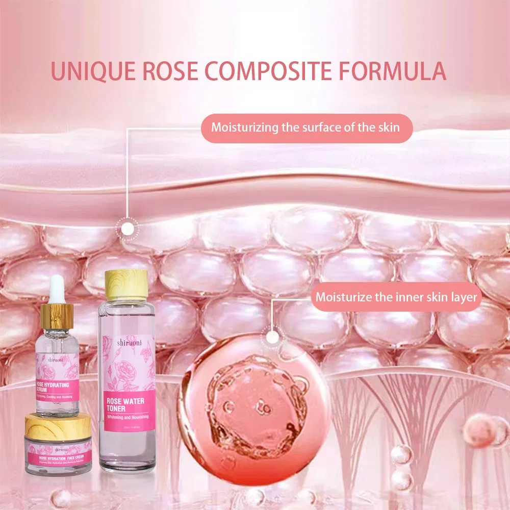 Private Label Rose Skincare Kit Manufacturer Anti Acne Brightening Skin Care Gift Set