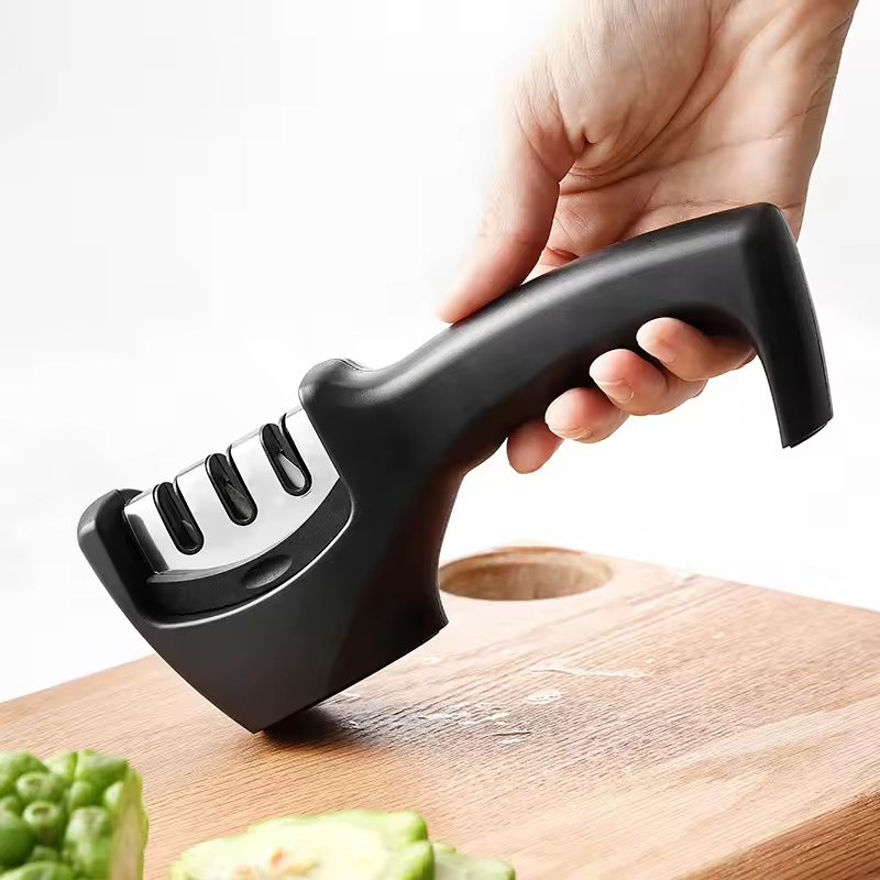 Manufacturer 3-Stage Manual Stainless Steel Kitchen Sharpener Handheld Knife Sharpening Accessories