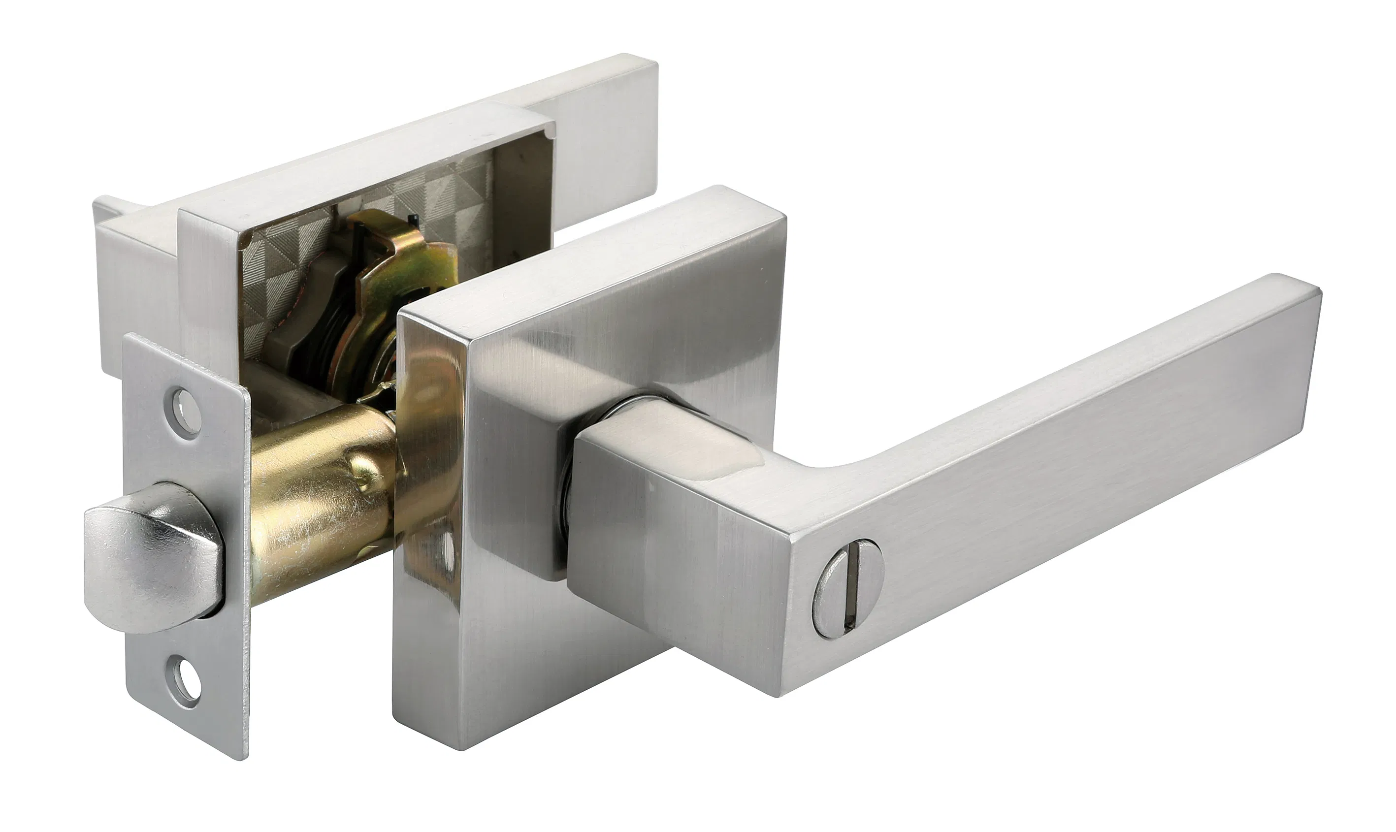 Modern Matte Black Bathroom Lock with Zinc Alloy Lever Design