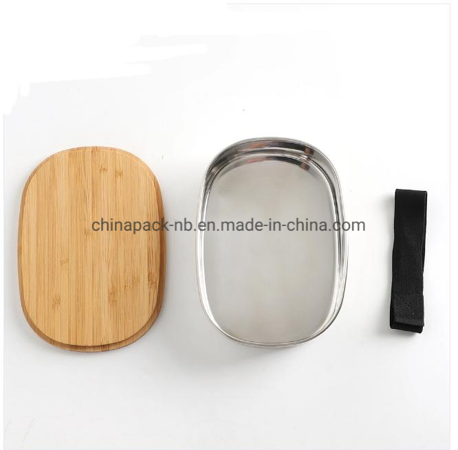 Food Grade Stainless Steel 304 Food Containers Factory Directly 500ml Bamboo Lid Lunch Box Bento Bread Box
