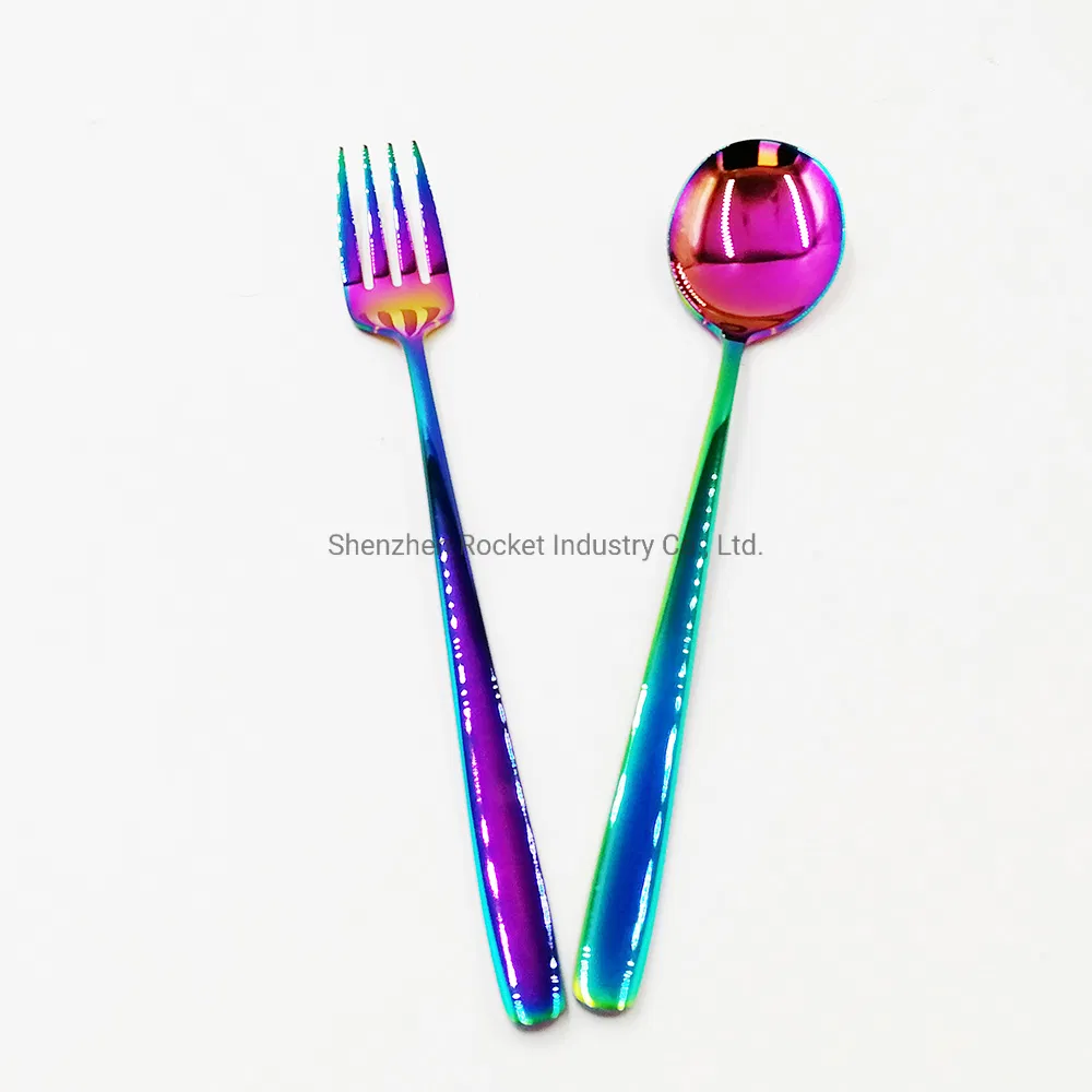 New Style Spoon Cheap Changed Color Stainless Steel Spoon and Fork Price