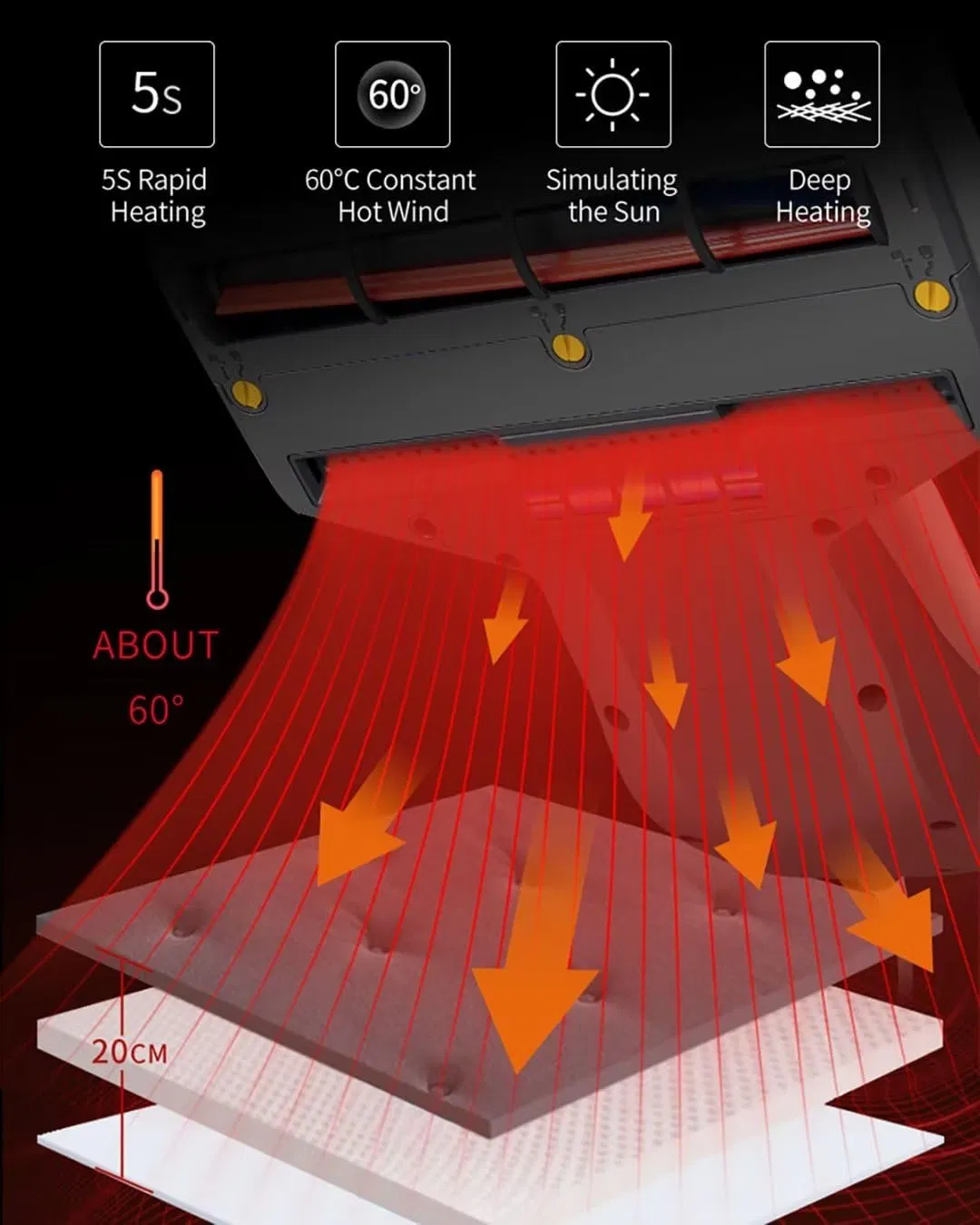 Hot Sell Healthy UV-C Light High Heating Powerful Suction Bed Vacuum Cleaner