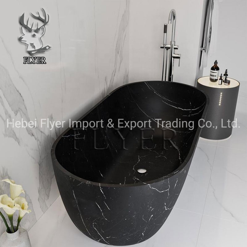 Черная мраморная ванна Freestanding