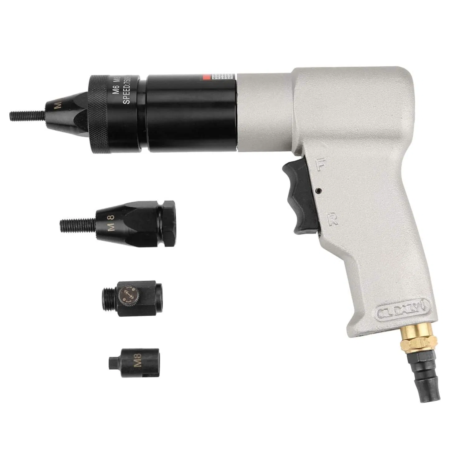 Pneumatic Rivet Nut Gun, 600rpm Air Rivet Nut Gun Pneumatic Riveter with Self-Locking for M6 M8 with Nut Chuck and Air Valve