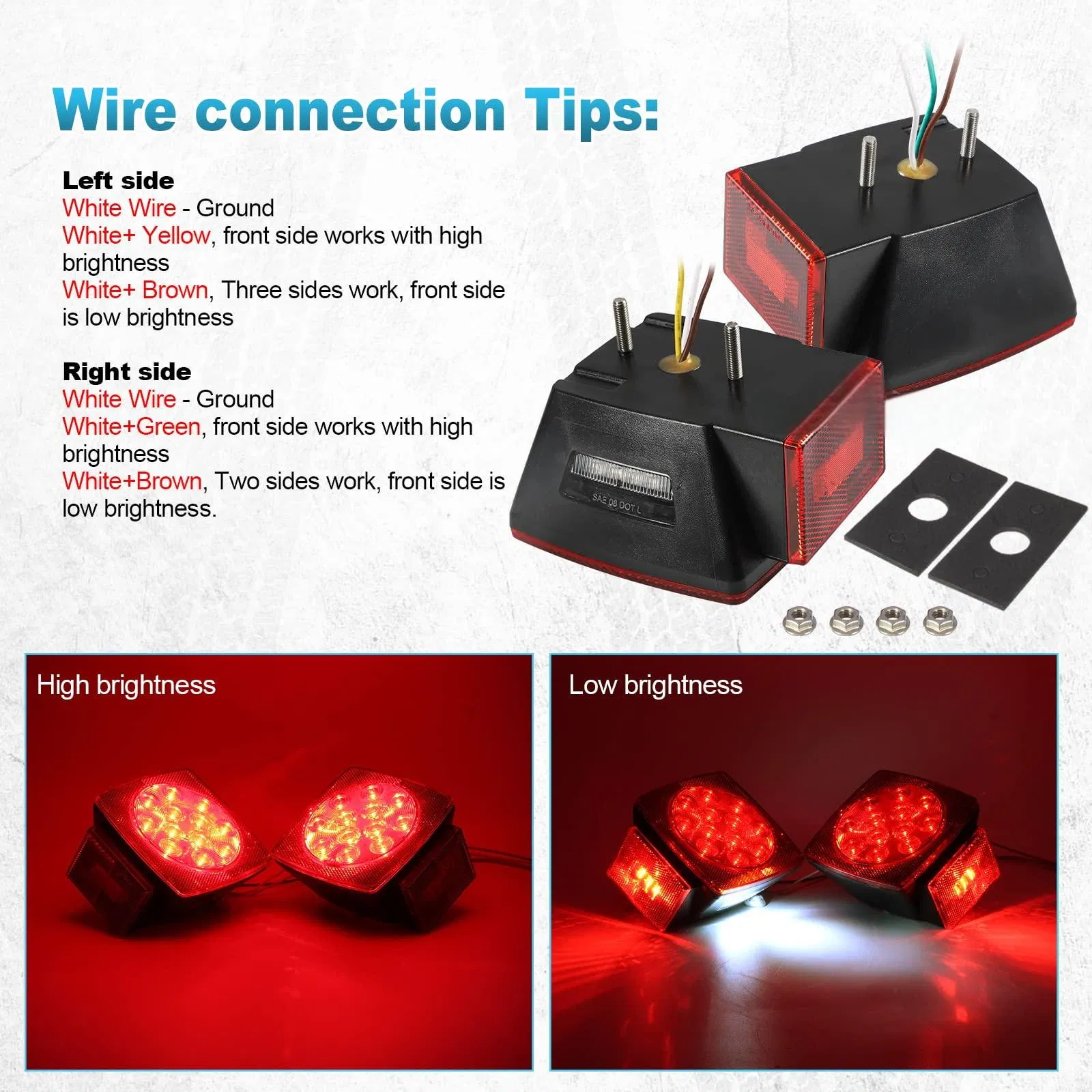 Фонарь задний LED для прицепа 12V, 6 функций, DOT/SAE