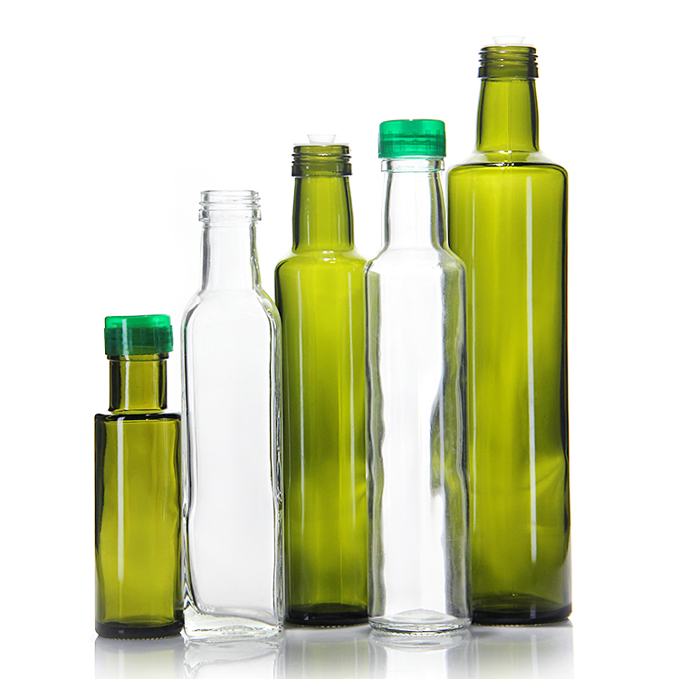 Top Quality 750ml 1000ml Dark Green Clear Round Square Glass Olive Oil Bottles for Olive Oil