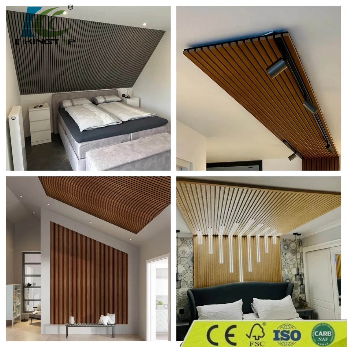 Panel De Pared Decorativo Acoustico 3D Soundproof Wooden Slat Acoustic Wall Ceiling Panel of Fire Retardant Class B1