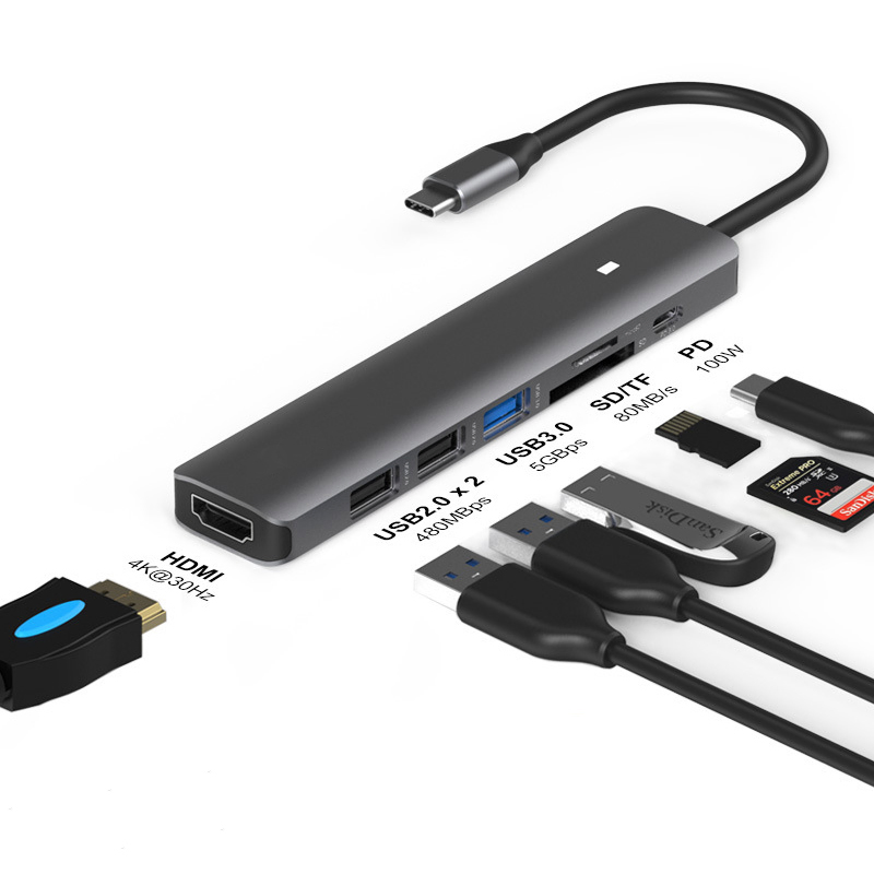 USB-C хаб 7 в 1 с PD 100W и 4K