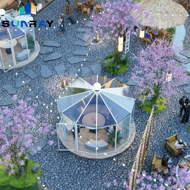Modern Aluminum Outdoor Prefabricated Restaurant Aluminum Alloy Frame and PC Board Roof Panels Restaurant