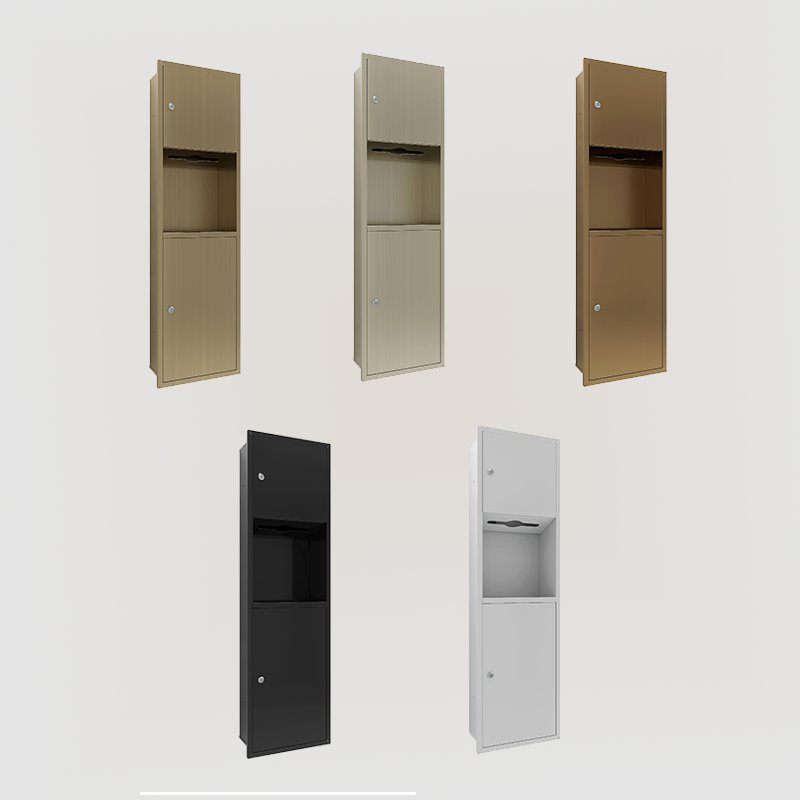 Настенный мусорный бак с диспенсером для бумаги из нержавеющей стали