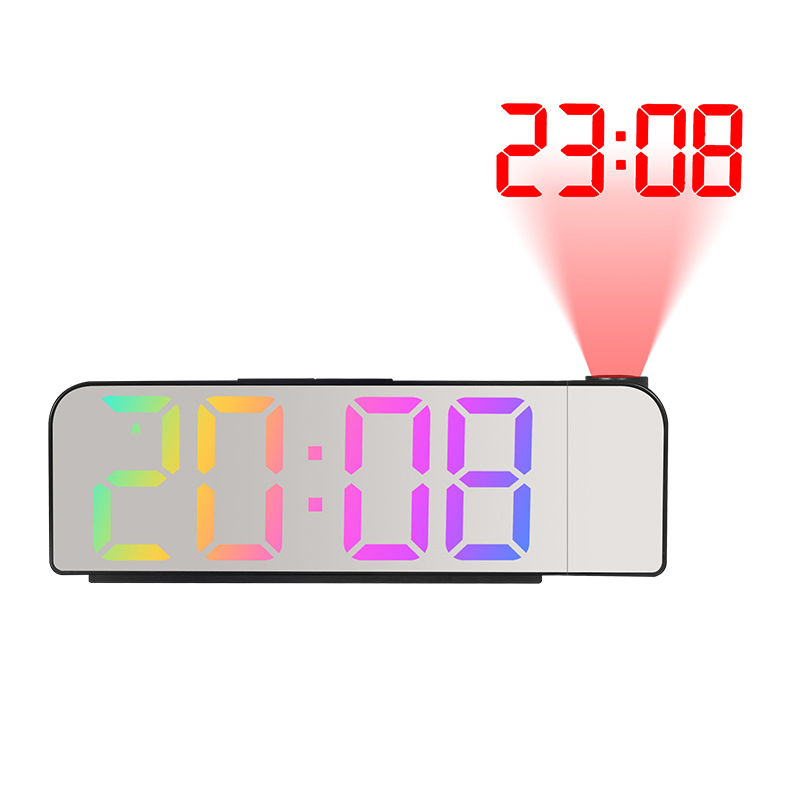 Trendy LED Digital Alarm Clock Large Display Smart with Temperature & Humidity Projection