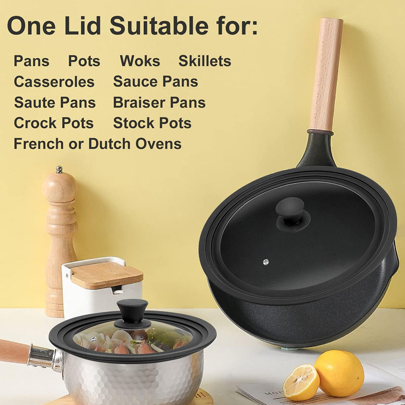 FDA Square Glass Lid Versatile Silicone Food Safe Lid for Multi Size Cooking Pots Kitchen Ware