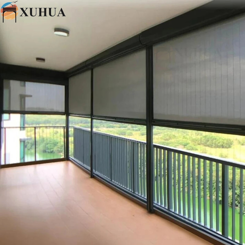 Xuhua Factory PVC Sunscreen Balcony Garden Window Motorized Outdoor Vinyl Patio Blinds
