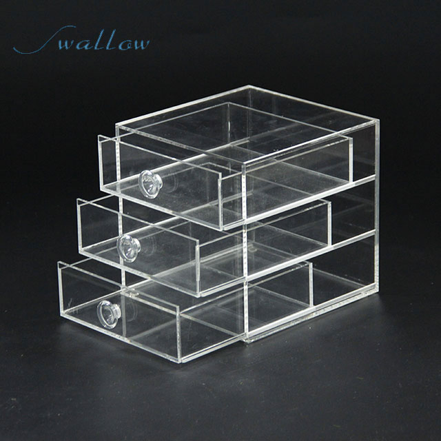 Acrylic Make up Organizer 3 Drawers Storage Box Clear Plastic Cosmetic Storage Box Organizers