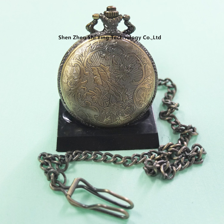 Custom Railroad Pattern Japan Movement Analog Quartz Pocket Watch with Train
