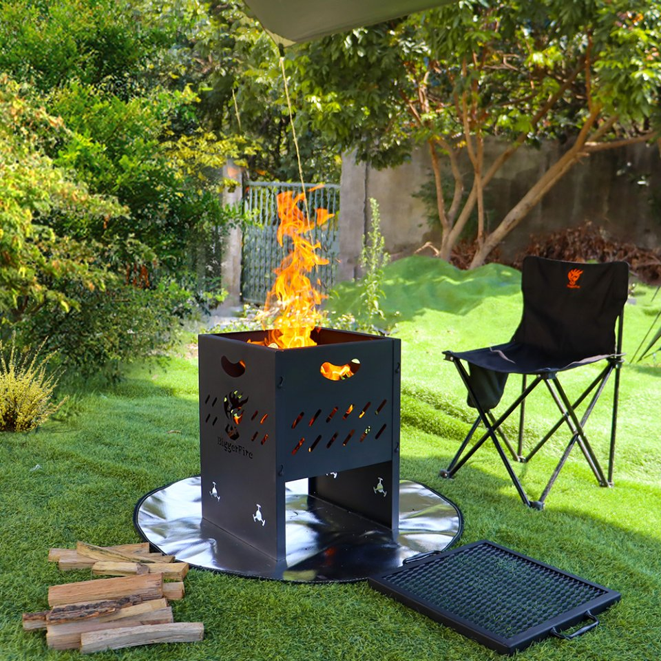 Modern High Temperature Garden Firepit Metal Square Wood Burning Outdoor Deep Fire Pits