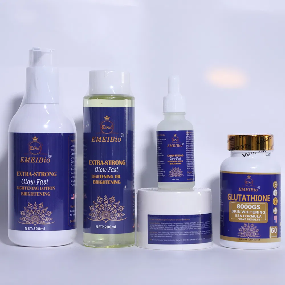 Five Piece Organic Vitamin Whitening Set Brightening Skin Tone Removing Dark Spots and 100% Repairing Skin