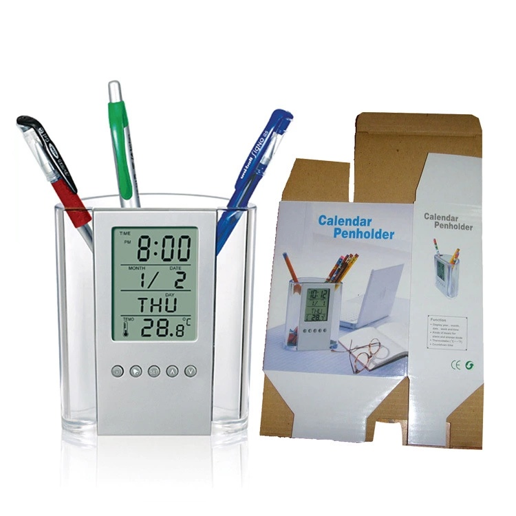 Multifunction Perpetual Calendar Transparent Pen Holder for Promotion Gift