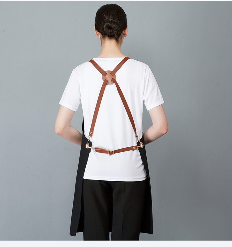OEM Adjustable Long Short Leather Shoulder Straps Waiter Apron for Supermarket