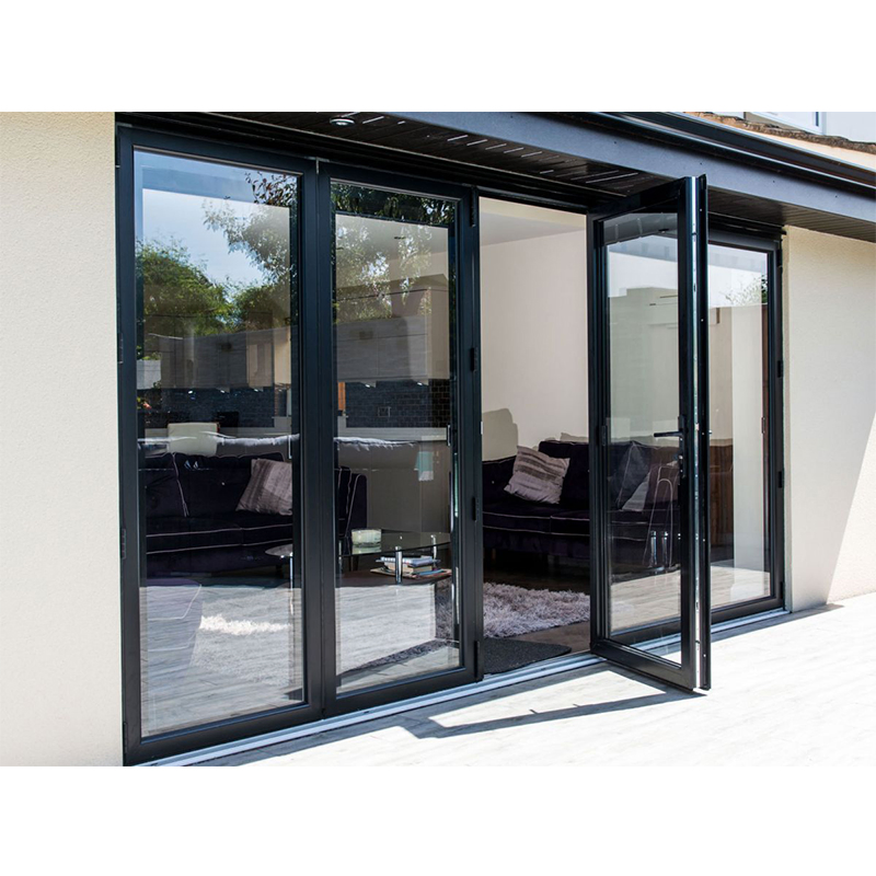 Exterior Aluminum Folding Door System House Patio Double Glazed Aluminium Glass Bi Fold Door Powder Coating