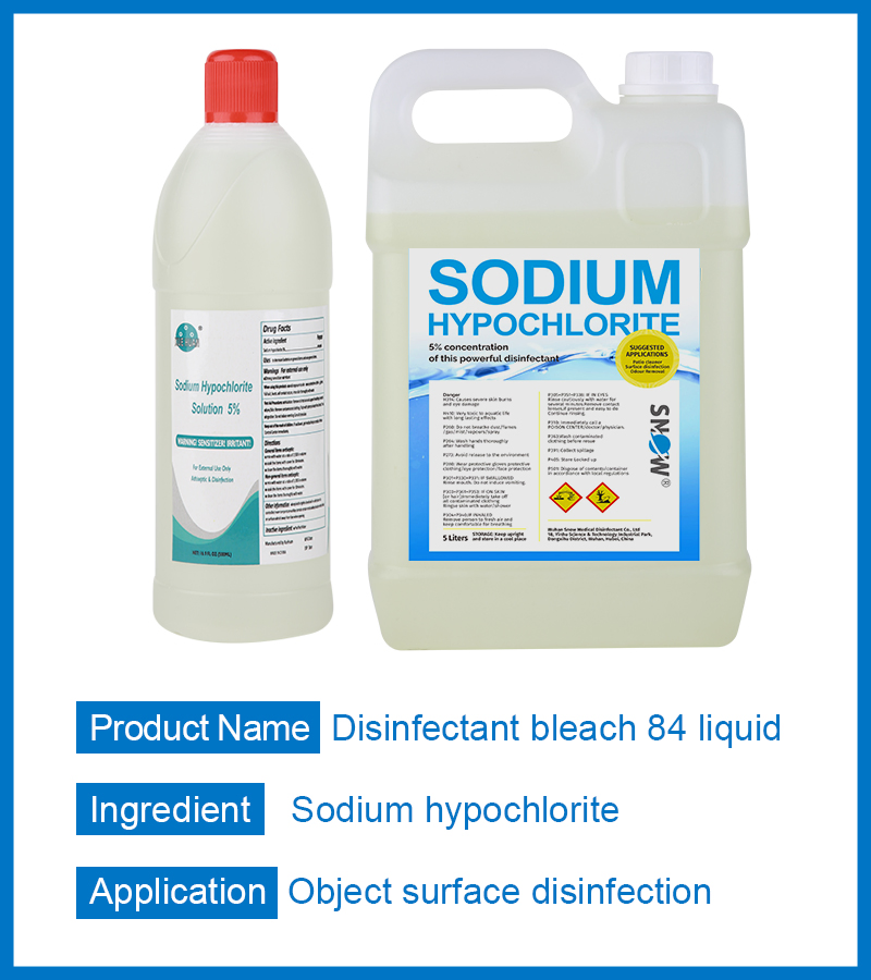 2024 Wholesale Stock 5% Sodium Hypochlorite Antibacterial Bleach Solution