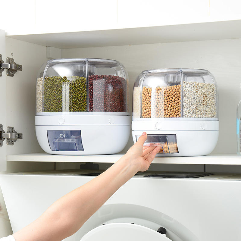 6-Grid Kitchen Grain Dispenser for Moisture-Proof Food Storage
