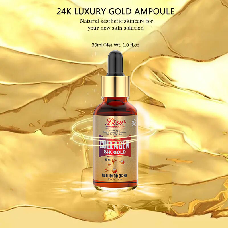 Private Label Skin Care Brightening Hyaluronic Acid Essence 24K Gold Collagen Face Serum